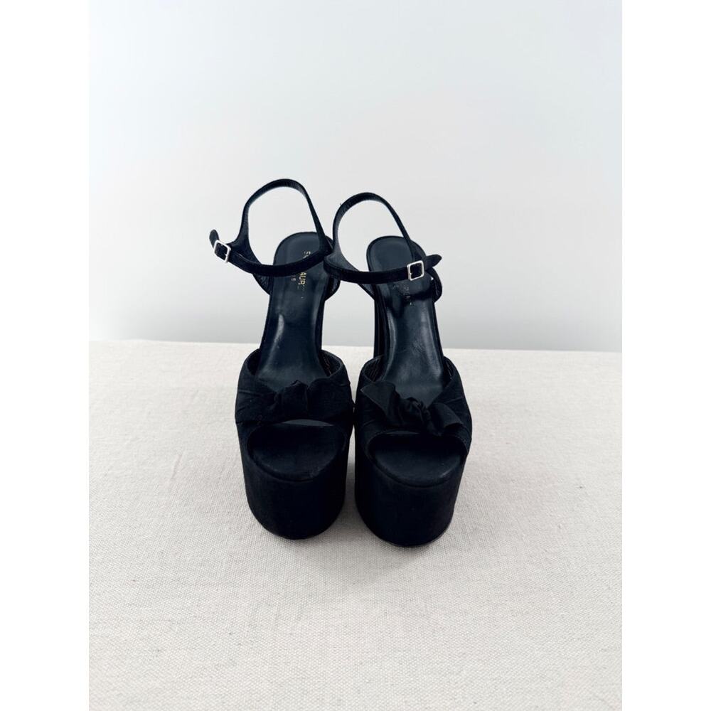 Saint Laurent Suede Ankle Strap Block Heel Platform Sandals Black Women's EU 39 - Picture 2 of 6